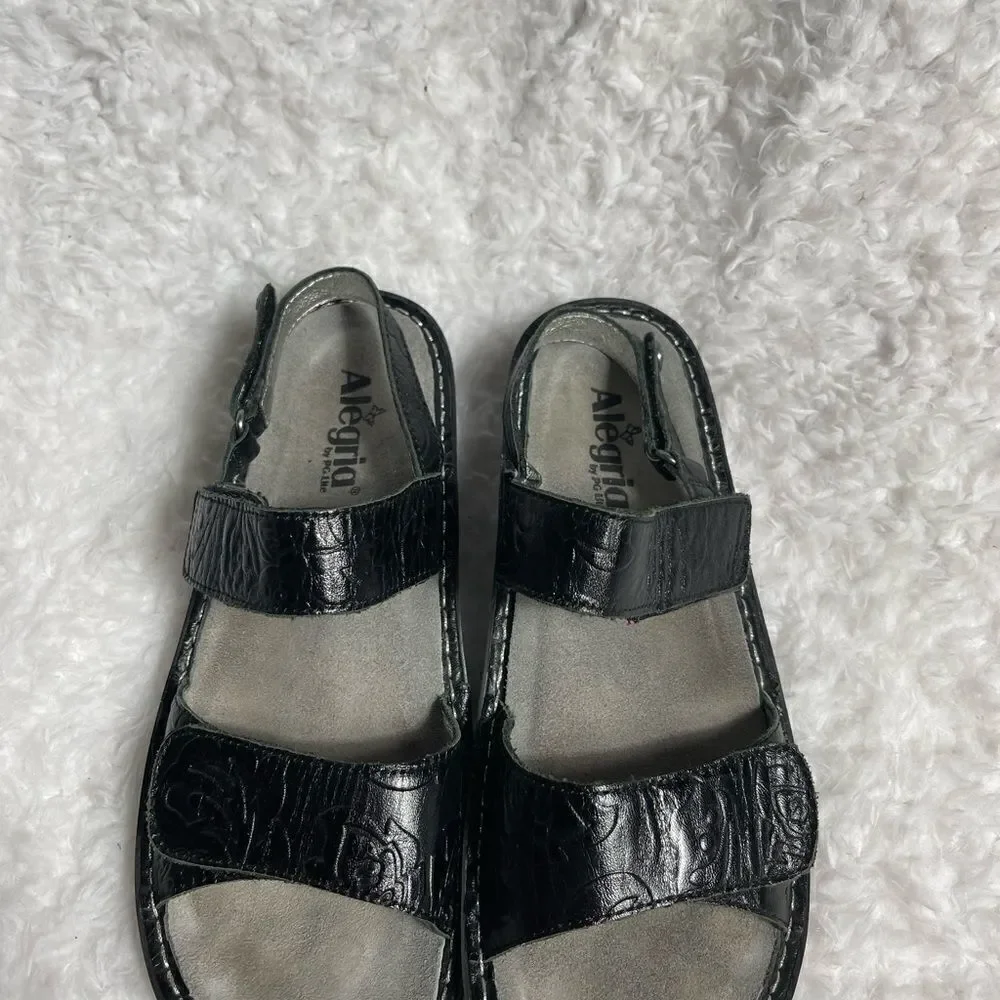 Alegria Ver-691 leather black embossedstraps sandals size 41